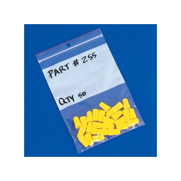 Bsc Preferred 9 x 12'' - 4 Mil Minigrip White Block Reclosable Poly Bags w/ Hang Holes, 1000PK BUY00029049 - main